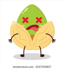 cute fainted expression of pistachio character
