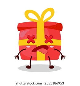 cute fainted expression of red gift box cartoon character