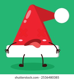 cute fainted expression of Santa Clause hat character