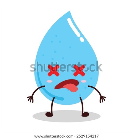 cute fainted expression of water drop cartoon character