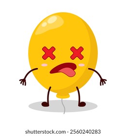 cute fainted expression of yellow balloon cartoon character
