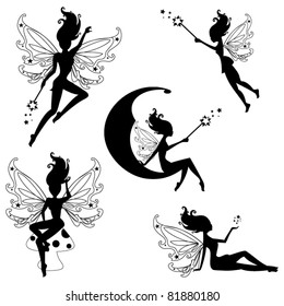 Cute fairies silhouettes