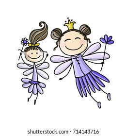 Cute fairies, sketch for your design