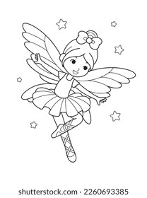 Cute fairy ballerina colorido ilustración de la página