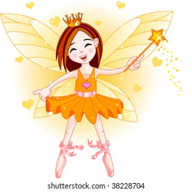 Cute fairy ballerina flying . All objects are separate groups