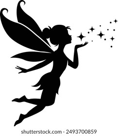 Cute Fairy Blowing Pixie silueta