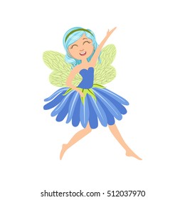 Cute Fairy In Blue Dress Girly Cartoon Character