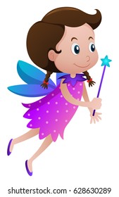 Cute fairy with blue wings illustration