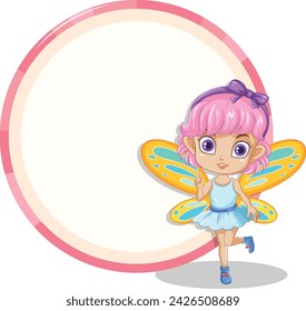Cute fairy character with vibrant butterfly wings