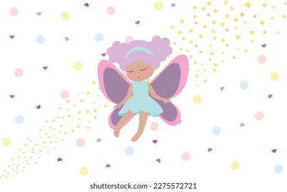Cute fairy characters and objects collection