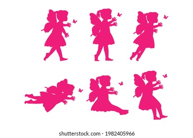cute fairy child silhouette collection