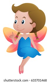 Cute fairy with colorful wings illustration