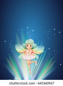 Cute fairy flying at night illustration