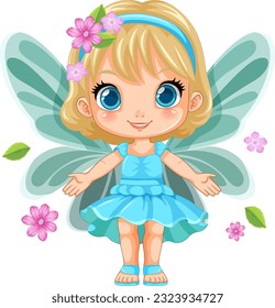 Cute Fairy Girl Cartoon Character Vector illustration