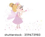 Cute fairy girl sending kiss vector background