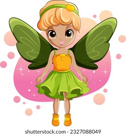 Cute Fairy Girl with Wings Cartoon Character illustration