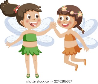 Cute fairy girls cartoon character illustration