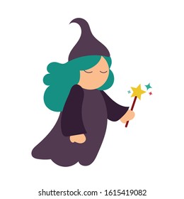 cute Fairy Godmother with wand character vector illustration design