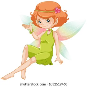 Cute fairy in green dress illustration