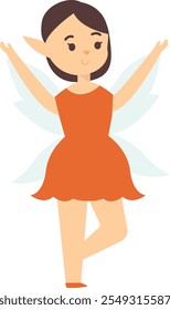 Cute Fairy Illustration on White Background. Vector Character in Cartoon Style