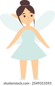 Cute Fairy Illustration on White Background. Vector Character in Cartoon Style