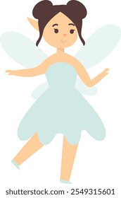 Cute Fairy Illustration on White Background. Vector Character in Cartoon Style