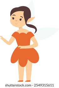 Cute Fairy Illustration on White Background. Vector Character in Cartoon Style