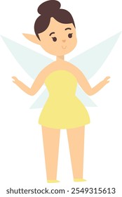 Cute Fairy Illustration on White Background. Vector Character in Cartoon Style