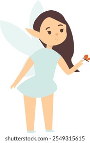 Cute Fairy Illustration on White Background. Vector Character in Cartoon Style