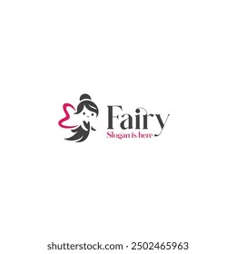 Cute fairy logo icon flat vector design