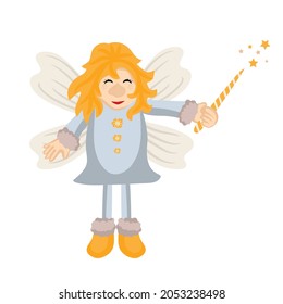 Cute Fairy with magic wand. Vector illustration