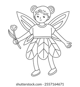 cute fairy outline coloring printable