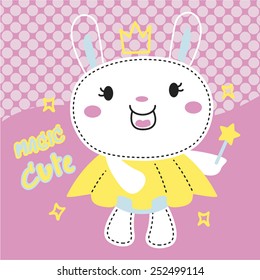 Cute fairy rabbit with magic wand vector.