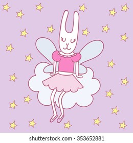 Cute fairy rabbit with magic wand.