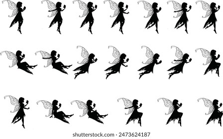 cute fairy silhouette illustratiom collection