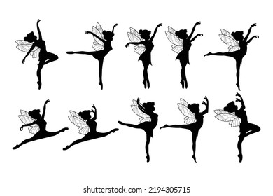 cute fairy silhouette illustration set