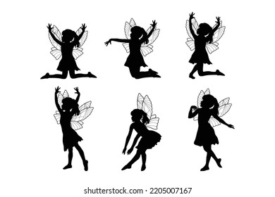 cute fairy silhouette illustration set