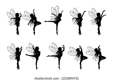 cute fairy silhouette illustration set