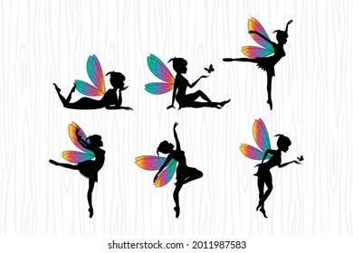 cute fairy silhouette vector illustration