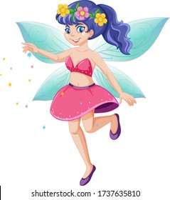 Cute fairy standing position cartoon character on white background illustration