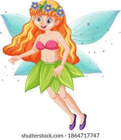 Cute fairy standing position cartoon character on white background illustration