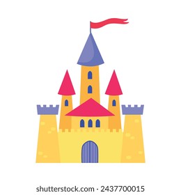 Cute Fairy Tale Castle with Gate and Tower Vector Illustration