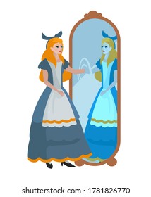 Cute Fairy Tale Girl Through Mirror Stock Vector (Royalty Free ...