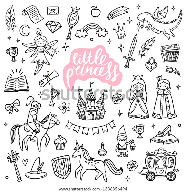 cute fairy tale objects handdrawn cartoon stock vector