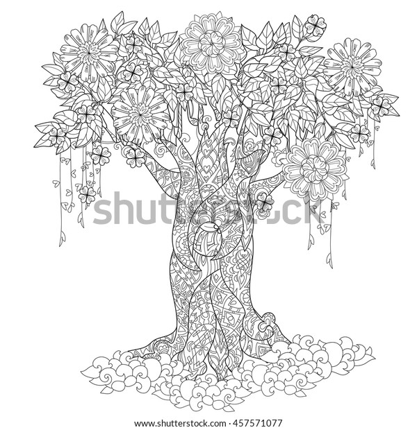 Cute Fairy Tale Tree Magic Forest Stock Vector (Royalty Free) 457571077