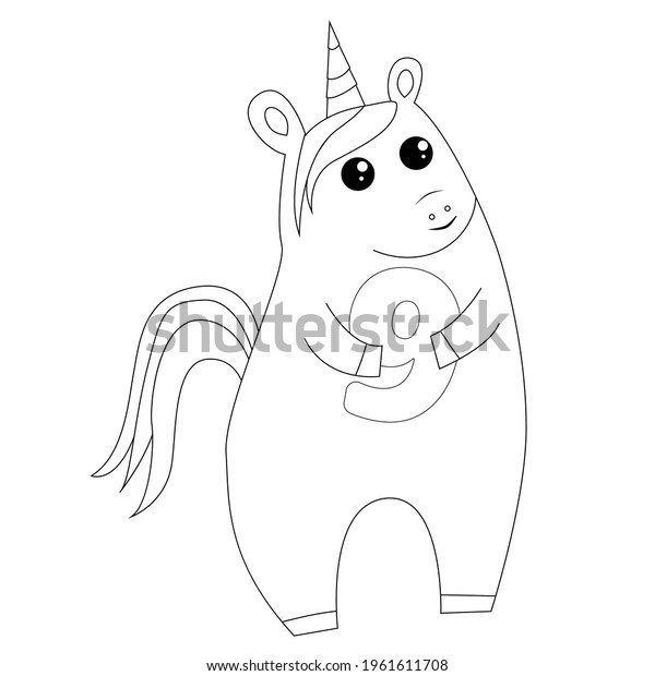 Cute Fairy Unicorn Holding Number 9 Stock Vector (Royalty Free ...