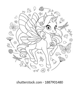 1,190 Unicorn With Wings Outline Images, Stock Photos & Vectors ...