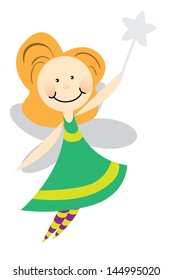 Cute fairy waving magic wand.