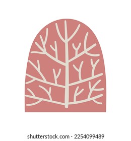 Cute fairytale bush icon. Pink doodle vector illustration