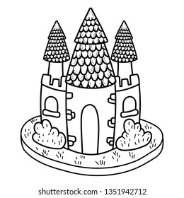 cute fairytale castle icon